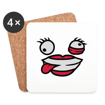 Crazy female comic face - Coasters (set of 4) - white - Front