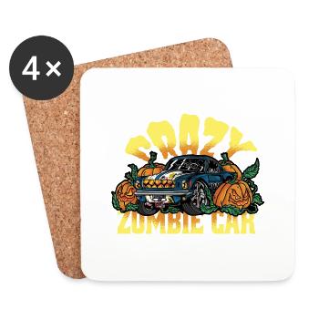 Verrücktes Zombie-Auto halloween Verrücktes Zombie - Untersetzer (4er-Set) - Weiß - Vorne