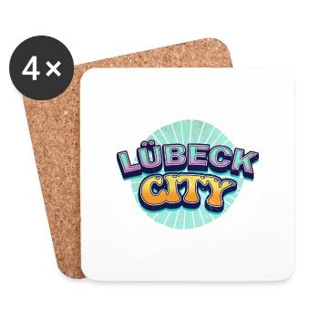 Lübeck Germany City Font Pop Art Comic - Coasters (set of 4) - white - Front