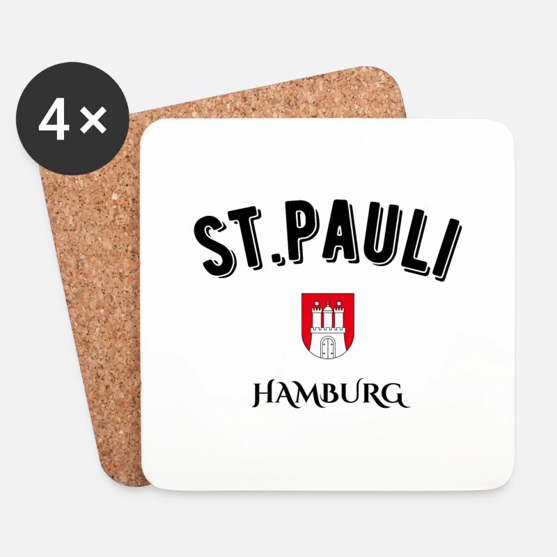 St. Pauli Hamburg - Untersetzer (4er-Set) - Weiß