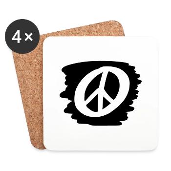 Peace Sign Drawing Peace Sketch black - Coasters (set of 4) - white - Front
