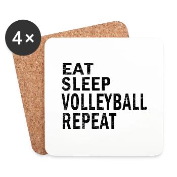 Eat sleep Volleyball repeat for Volleyball lovers - Coasters (set of 4) - white - Front