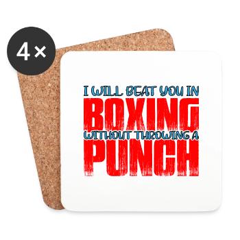 Vous battra en boxe sans lancer un coup de poing 4 - Dessous de verre (lot de 4) - blanc - Devant