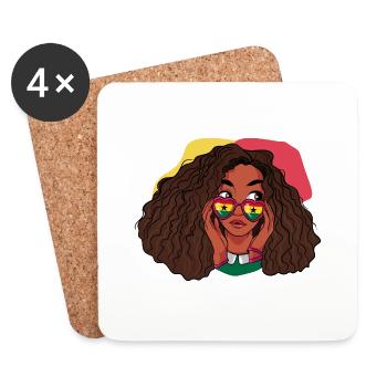 Ghana Ghanaian Flag Woman Princess I Gift - Coasters (set of 4) - white - Front