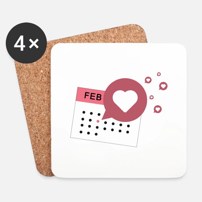 Symbol "Kalender Gefällt mir" - Untersetzer (4er-Set) - Weiß