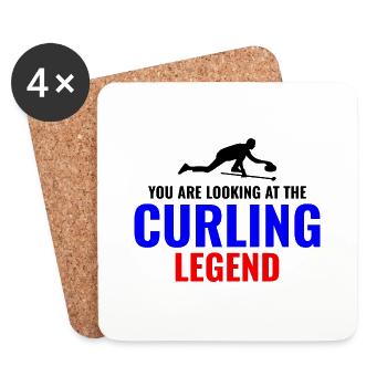 Curling Legend Winter Ice Sport Curler Drôle - Dessous de verre (lot de 4) - blanc - Devant