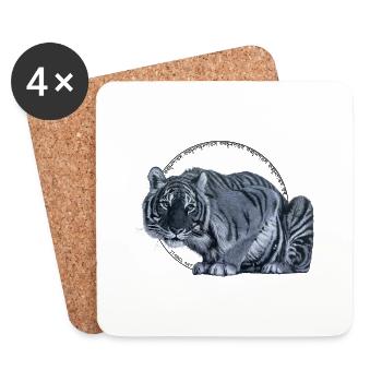 Tigre - Dessous de verre (lot de 4) - blanc - Devant