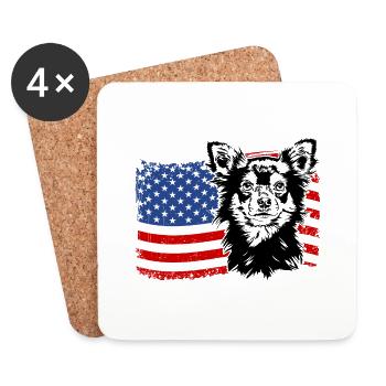 Chihuahua America Flag Dogs Wilsigns - Dessous de verre (lot de 4) - blanc - Devant
