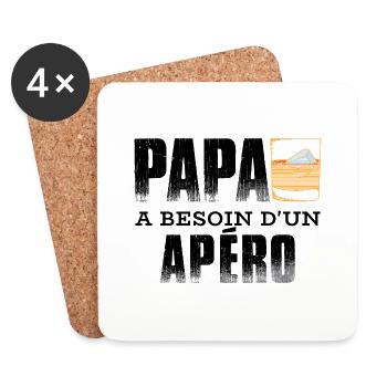 Papa Apéro Humour - Dessous de verre (lot de 4) - blanc - Devant