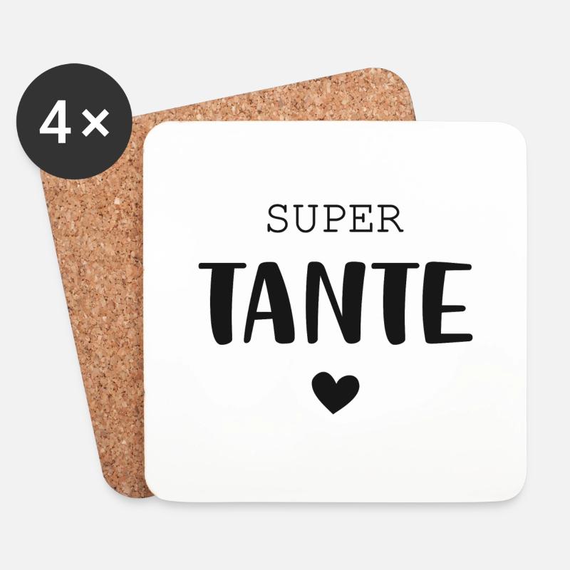Super Tante mit Herz - Untersetzer (4er-Set) - Weiß