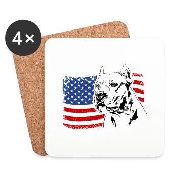 Dogue Argentino Amérique Drapeau Chiens Chien Wilsigns - Dessous de verre (lot de 4) - blanc - Devant