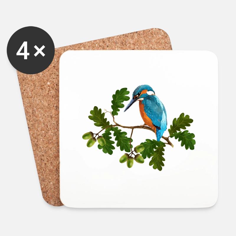 Bunter Vogel - Untersetzer (4er-Set) - Weiß