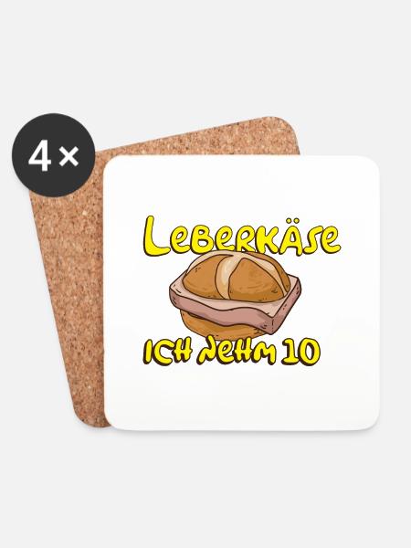 Leberkäse Ich nehm 10 Leberkäse Fleischkäse - Untersetzer (4er-Set) - Weiß