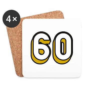 60 ANS. 60e ANNIVERSAIRE. ANNIVERSAIRE 60 ANS. 60 - Dessous de verre (lot de 4) - blanc - Devant