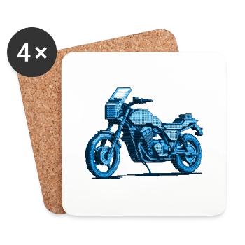 Illustration de moto en aspect vectoriel 8 bits - Dessous de verre (lot de 4) - blanc - Devant