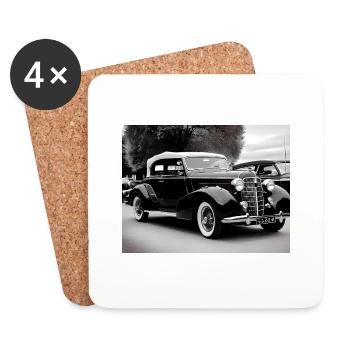 Véhicule vintage des années 50, noir et blanc, génératif - Dessous de verre (lot de 4) - blanc - Devant