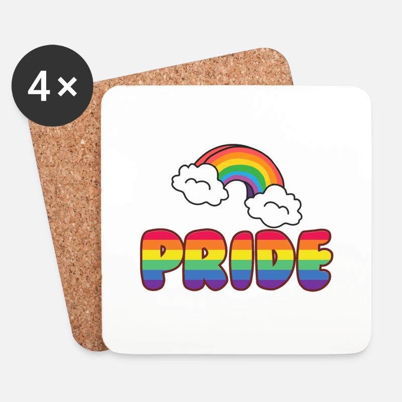 Gay Pride Rainbow Cloud CSD LGBTQ - Dessous de verre (lot de 4) - blanc