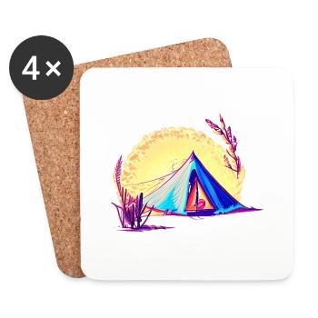 Camping Campervan Camping Caravan Camp Gift - Coasters (set of 4) - white - Front