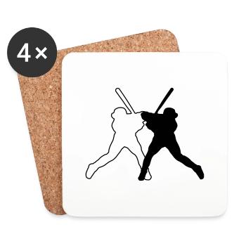Baseballer Design 001 - Dessous de verre (lot de 4) - blanc - Devant