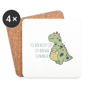 Fetter schwangerer Dinosaurier - Untersetzer (4er-Set) - Weiß - Vorne