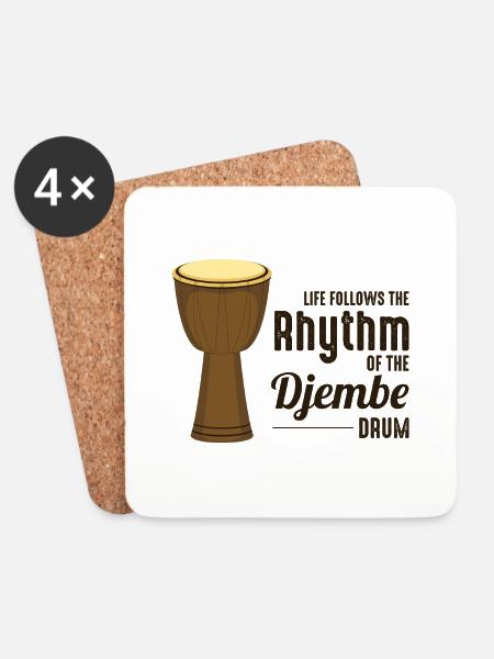Djembe-Spieler Schlagzeuger Musik Schlagzeuger Musiker - Untersetzer (4er-Set) - Weiß