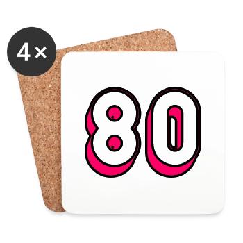 80. 80 YEARS. 80TH ANNIVERSARY. 80 YEARS ANNIVERSARY - Coasters (set of 4) - white - Front