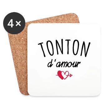 tonton d amour / cadeau humour tonton - Dessous de verre (lot de 4) - blanc - Devant