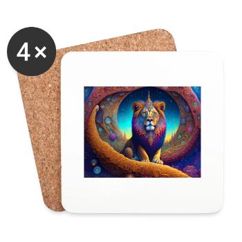 Lion - Dessous de verre (lot de 4) - blanc - Devant