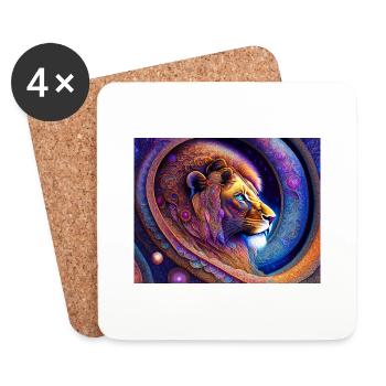 Lion - Dessous de verre (lot de 4) - blanc - Devant