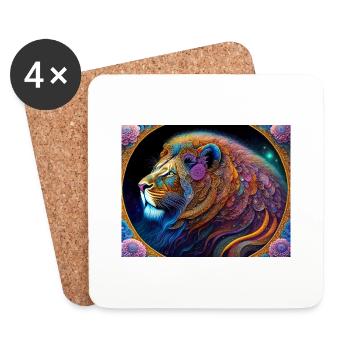 Lion - Dessous de verre (lot de 4) - blanc - Devant
