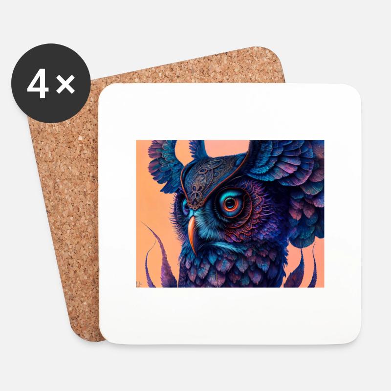 Owl - Coasters (set of 4) - white