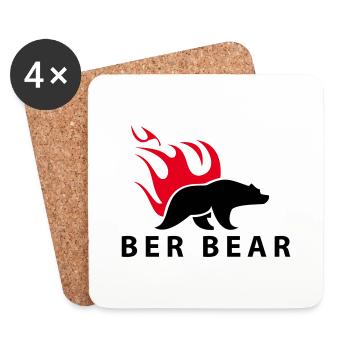 FlammenBär Schwarz-Rot - Untersetzer (4er-Set) - Weiß - Vorne