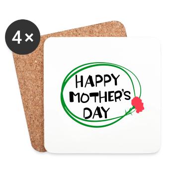 Happy Mother's Day lettering 3 - Coasters (set of 4) - white - Front