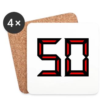 50. 50 ANS. 50e ANNIVERSAIRE. ANNIVERSAIRE 50 ANS. - Dessous de verre (lot de 4) - blanc - Devant