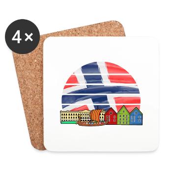 Norwegen Wikinger Flagge Skandinavien Urlaub - Untersetzer (4er-Set) - Weiß - Vorne
