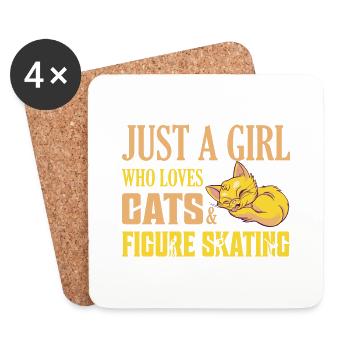 Just A Girl Who Loves Cats & Figure Skating Ice Sk - Untersetzer (4er-Set) - Weiß - Vorne