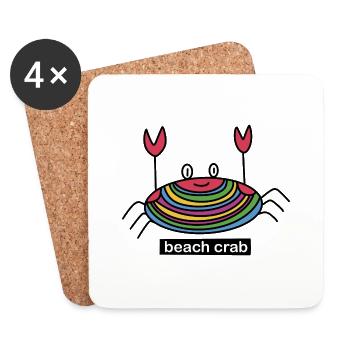Crabe de plage / Crabe / Plage / Été / Vacances - Dessous de verre (lot de 4) - blanc - Devant