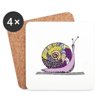 Snail - Coasters (set of 4) - white - Front