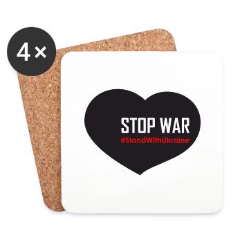Schwarzes Herz - stopp den Krieg #StandWithUkraine - Untersetzer (4er-Set) - Weiß - Vorne