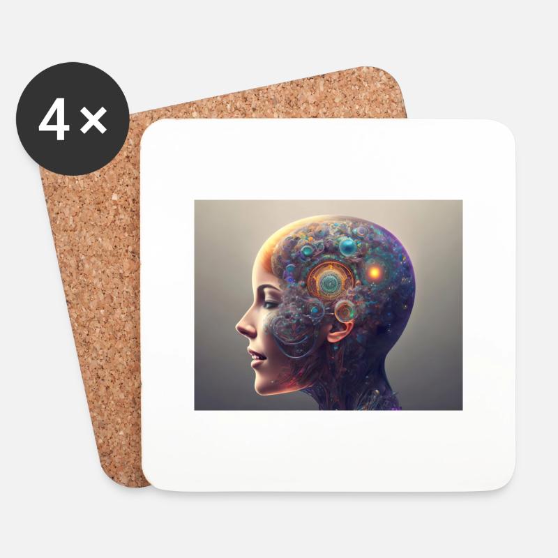 Mechanical head - Coasters (set of 4) - white