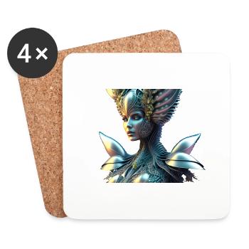 Fantasy Woman Biomechanical - Coasters (set of 4) - white - Front