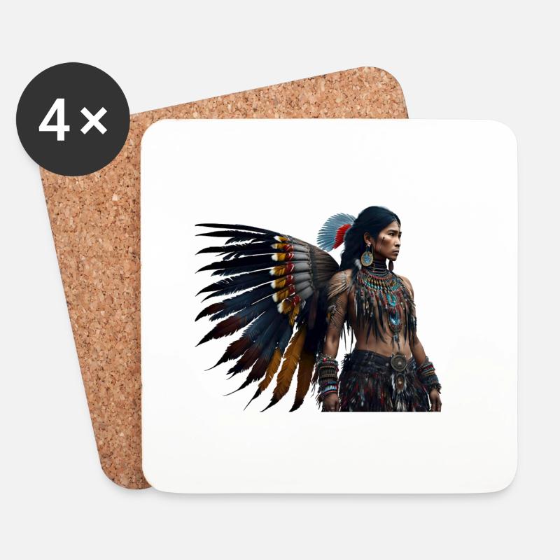 Indianer - Untersetzer (4er-Set) - Weiß