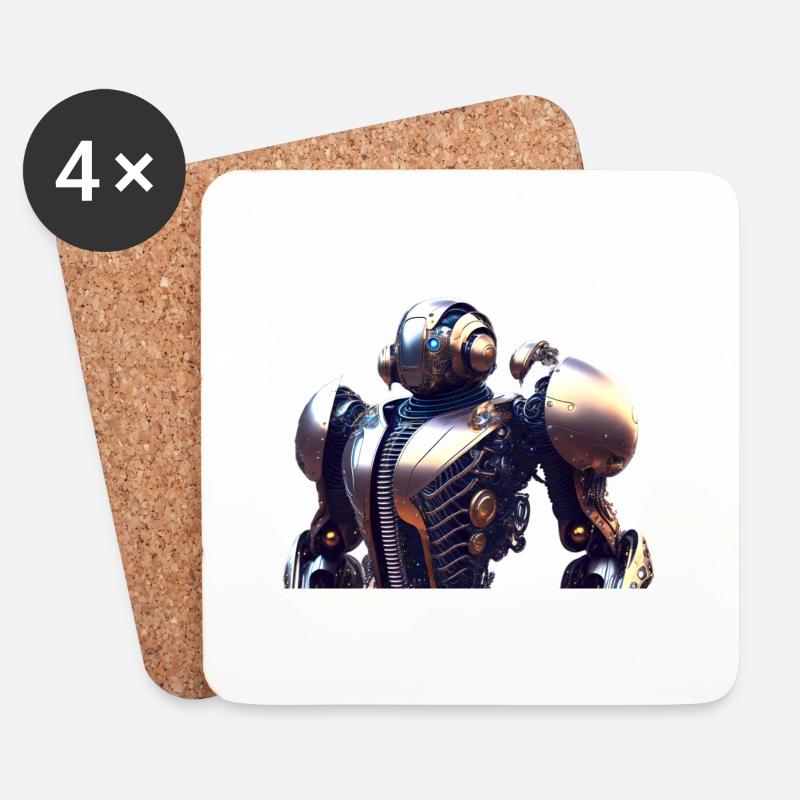 Steampunk Roboter - Untersetzer (4er-Set) - Weiß