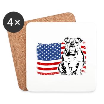 Bouledogue anglais Amérique Flag Dogs Wilsigns - Dessous de verre (lot de 4) - blanc - Devant