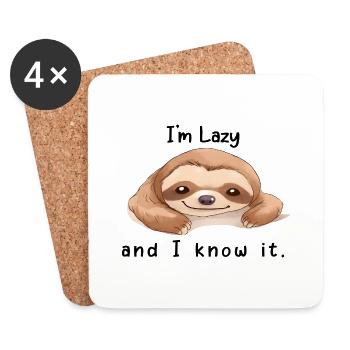 I ́m Lazy and i know it - Coasters (set of 4) - white - Front