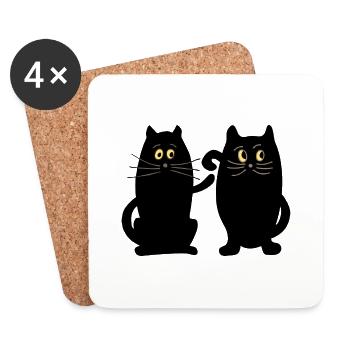 Katzen - Untersetzer (4er-Set) - Weiß - Vorne