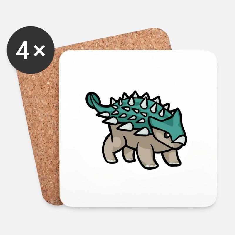 Spikey Boi, süßer Ankylosaurus, Dino, Dinosaurier - Untersetzer (4er-Set) - Weiß