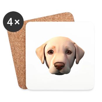 Labrador propriétaire chiot Labrador Retriever - Dessous de verre (lot de 4) - blanc - Devant