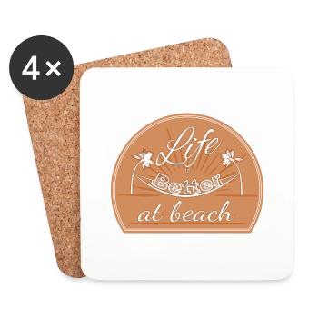 La vie à la plage - Dessous de verre (lot de 4) - blanc - Devant