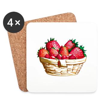 Strawberries Strawberry Strawberry Basket - Coasters (set of 4) - white - Front